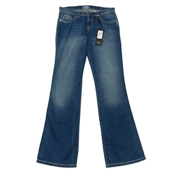 NWT Cruel Marla Medium Wash Low Rise Slim Fit Flared Leg Jeans 9 Long - Picture 1 of 6